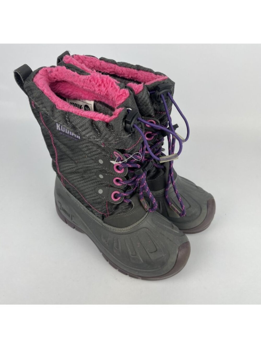 Kodiak Glo Girls Snow Boots Gray Pink Purple – Waterproof & Insulated Sz 4 - Picture 2 of 7